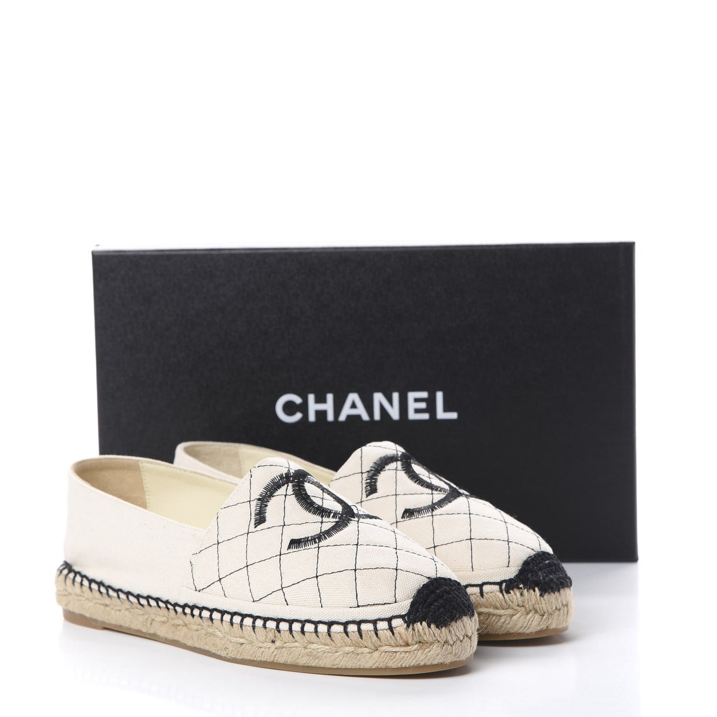 Fabric Biarritz CC Espadrilles 38 Beige Black