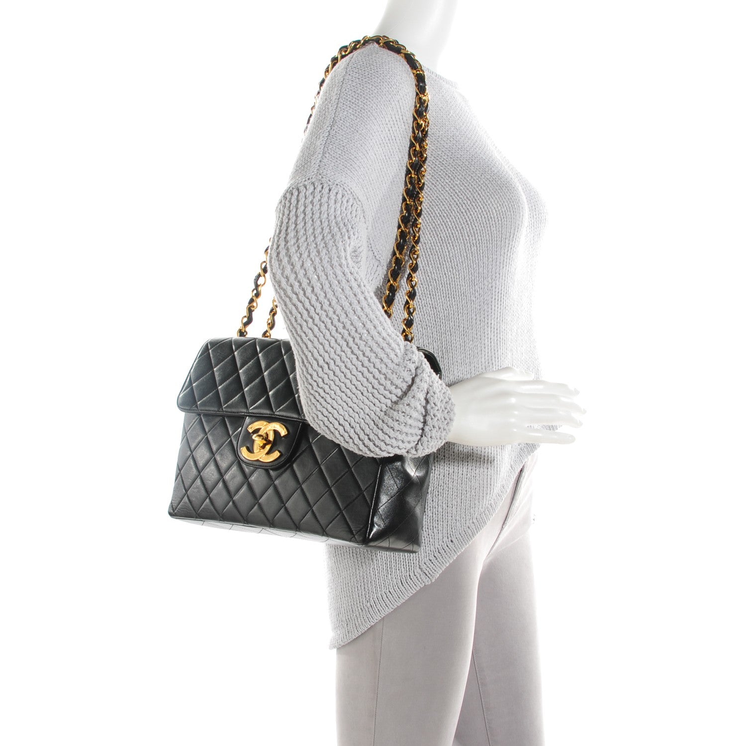Chanel Lambskin Quilted Jumbo Flap Black 2 of 9
