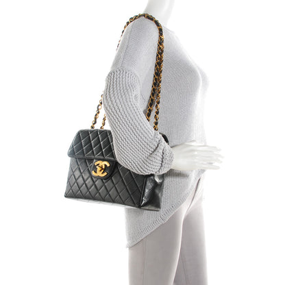 Chanel Lambskin Quilted Jumbo Flap Black 2 of 9
