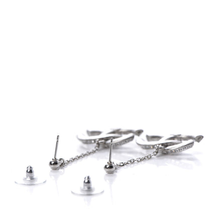 Chanel Baguette Crystal CC Drop Earrings Silver 3 of 5