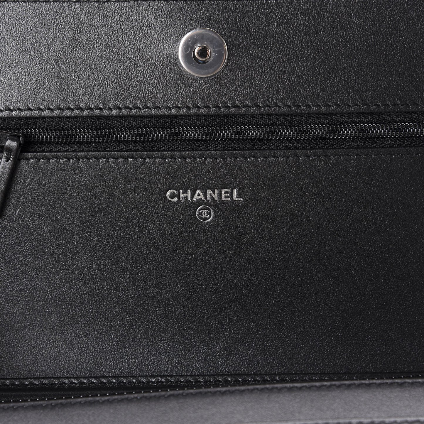 Caviar Chevron Quilted Vintage Mademoiselle Wallet On Chain WOC Black