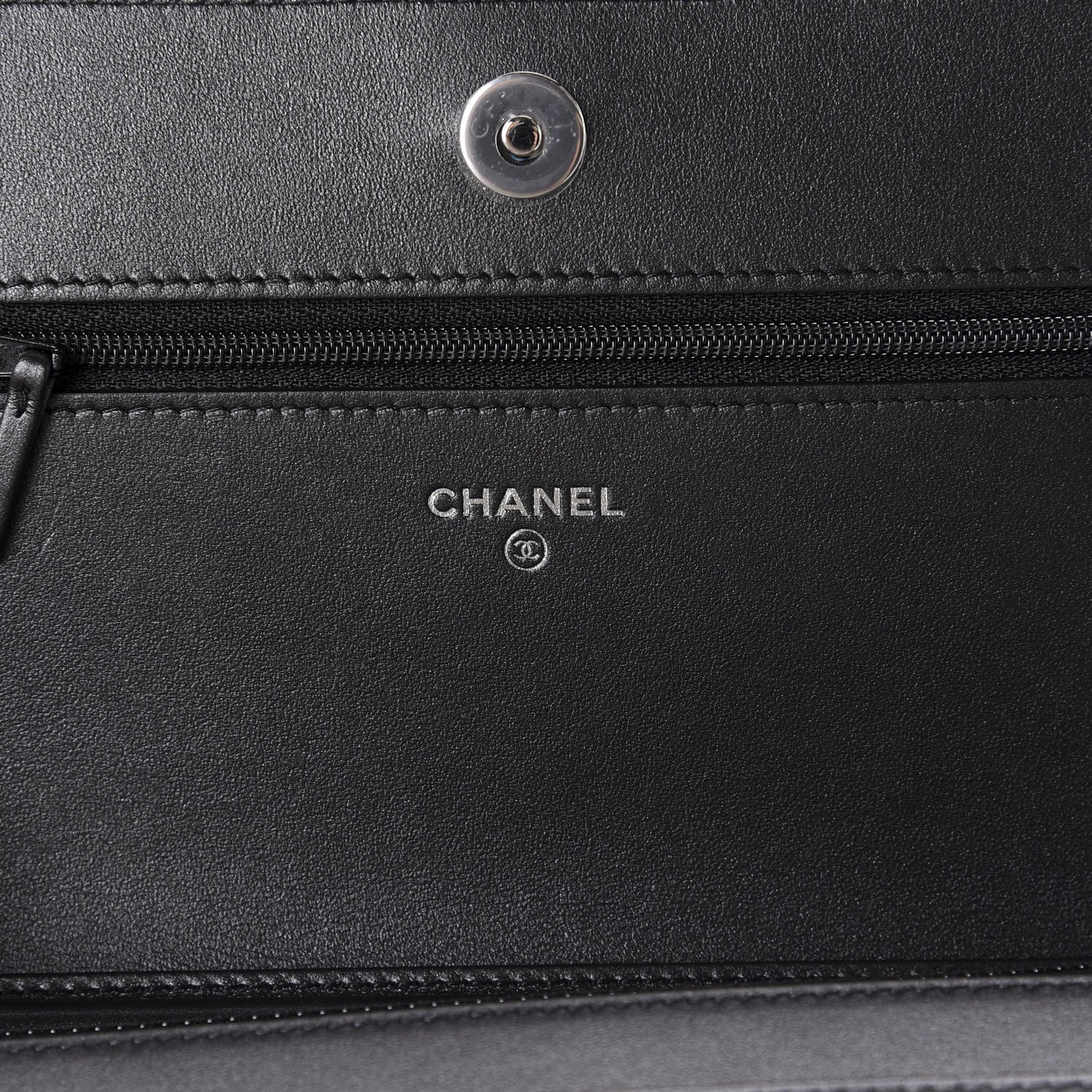Chanel Caviar Chevron Quilted Vintage Mademoiselle Wallet On Chain WOC Black 9 of 12