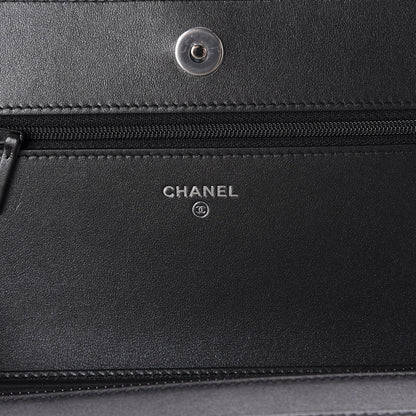 Chanel Caviar Chevron Quilted Vintage Mademoiselle Wallet On Chain WOC Black 9 of 12
