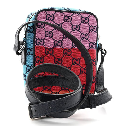 Gucci Monogram Multicolor Mini Retro Interlocking G Messenger Blue Rainbow Light Blue 3 of 9