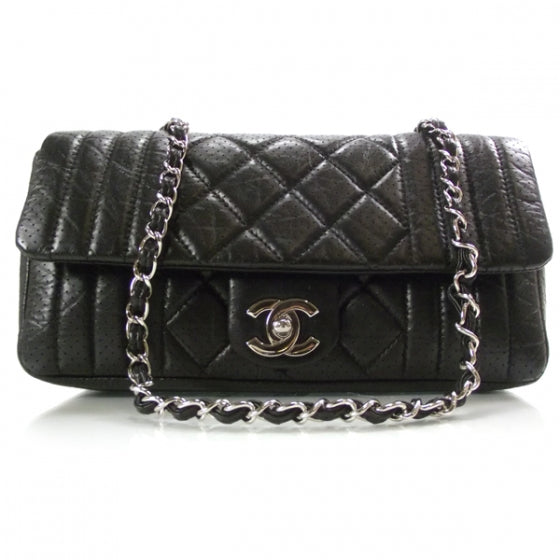 Aged Calfskin Perforated Flap Black