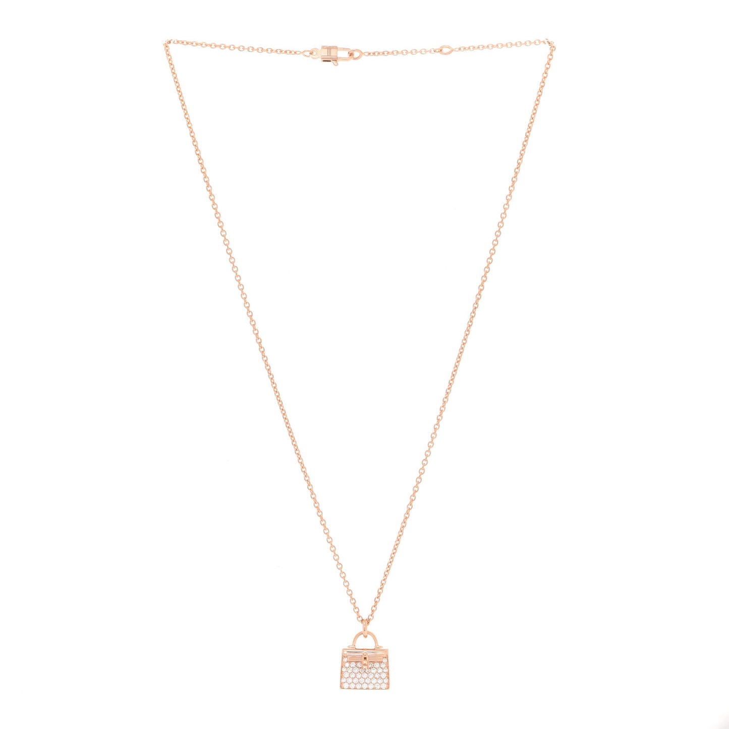 18K Rose Gold Diamond Kelly Amulettes Pendant Necklace