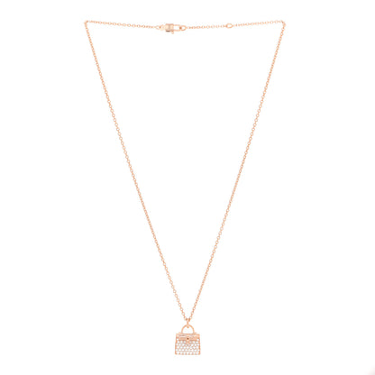 Hermes 18K Rose Gold Diamond Kelly Amulettes Pendant Necklace 3 of 6