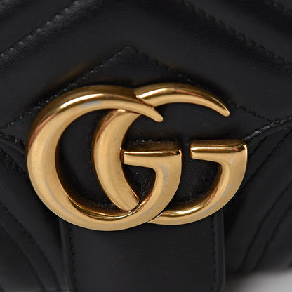Gucci Calfskin Matelasse Small GG Marmont Shoulder Bag Black 17 of 18