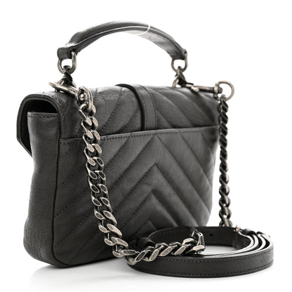 Saint Laurent Sheepskin Matelasse Chevron Monogram College Chain Wallet Coal 3 of 11