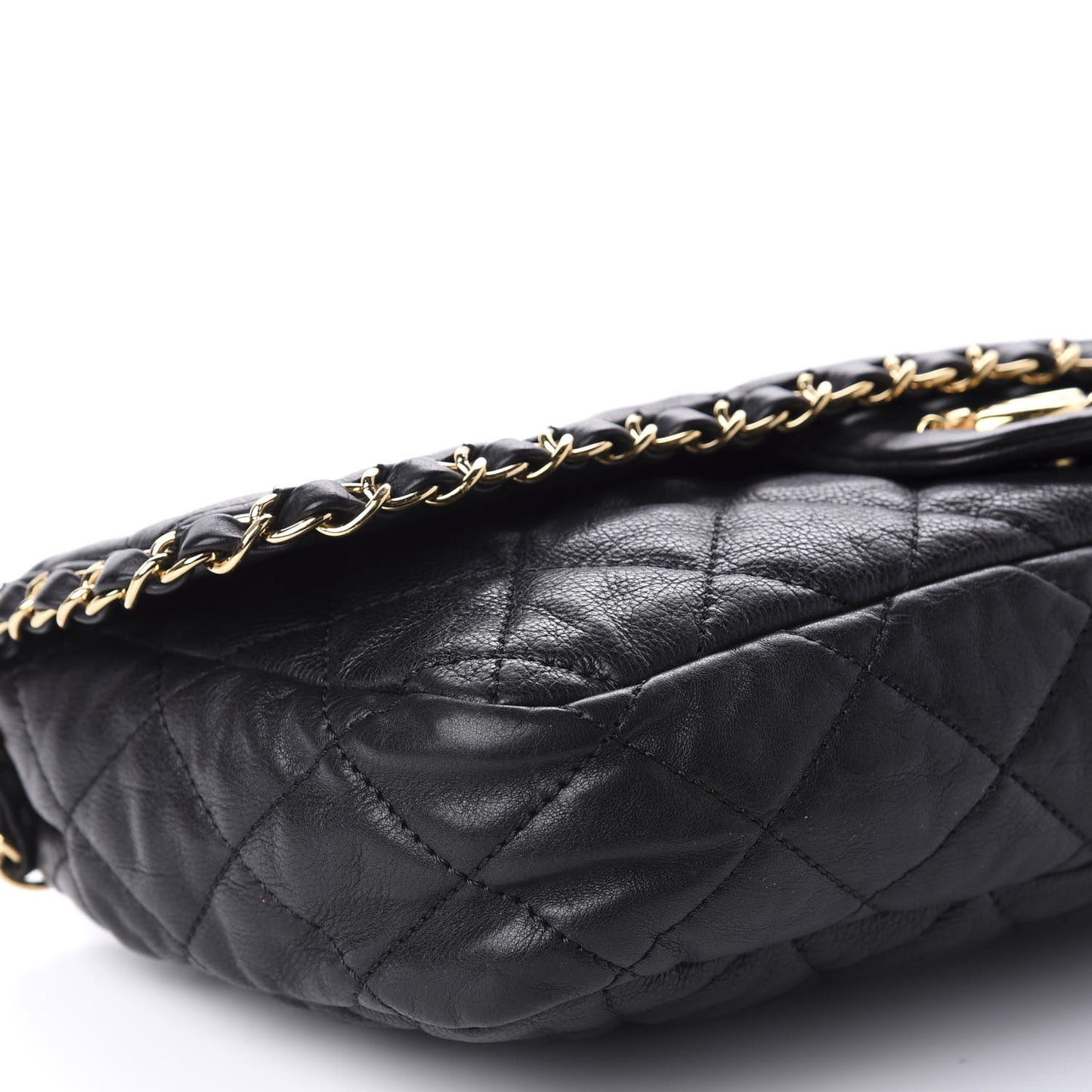 Calfskin Quilted Medium Chain Me Flap Black