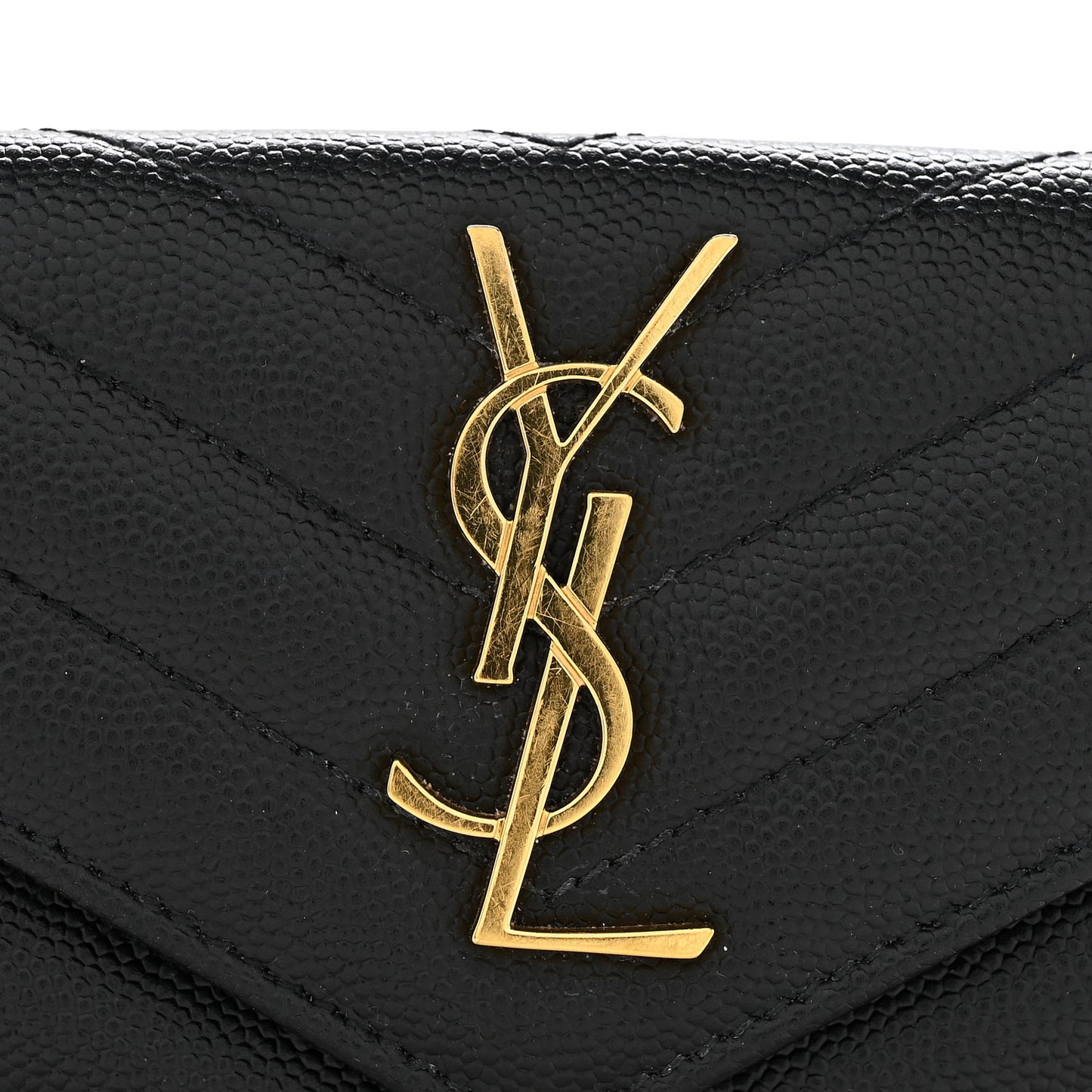 Grain De Poudre Matelasse Chevron Small Monogram Envelope Wallet Black