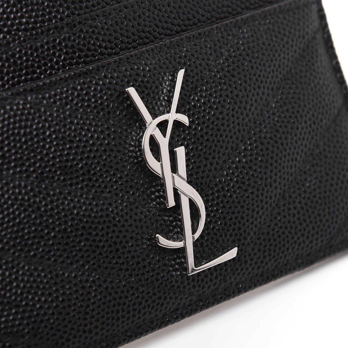 Grain De Poudre Matelasse Chevron Monogram Credit Card Case Black