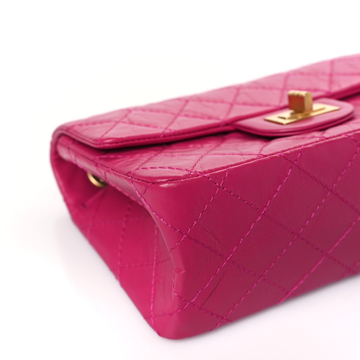 Aged Calfskin Quilted 2.55 Reissue Mini Flap Fuchsia
