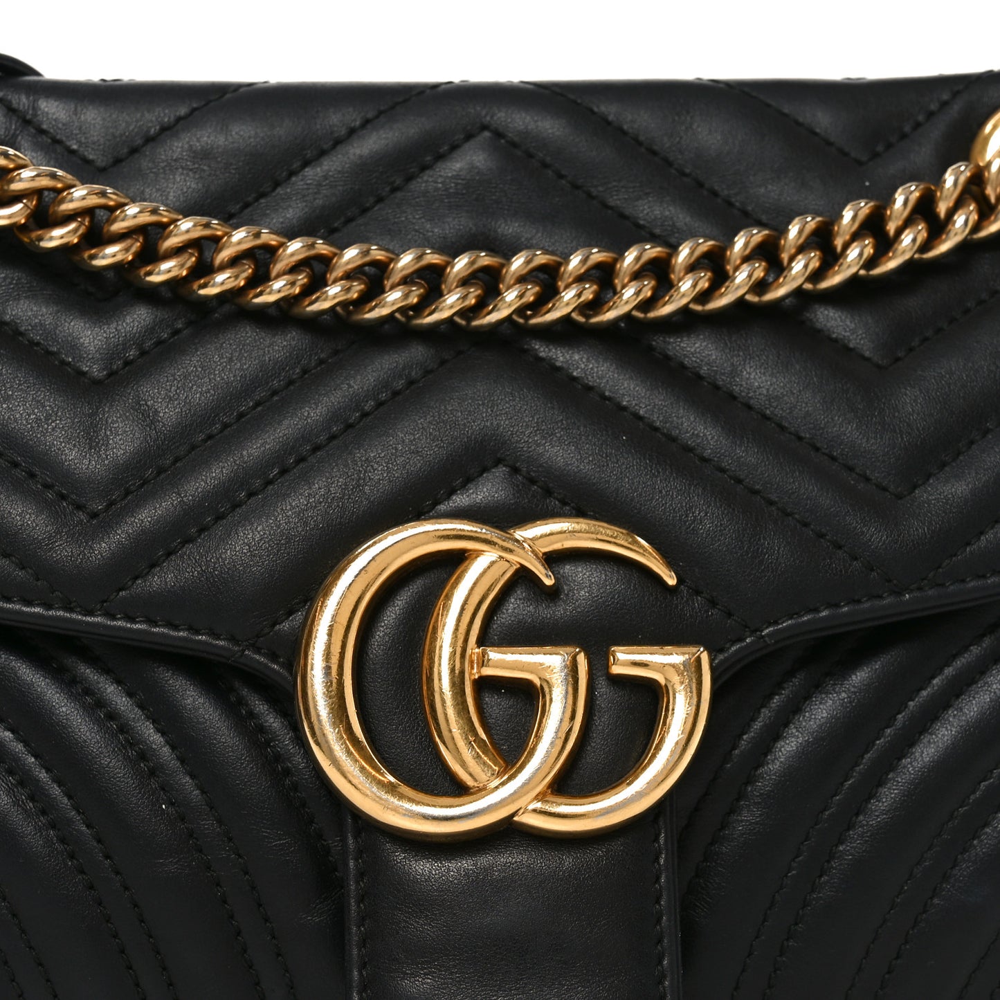 Calfskin Matelasse Small GG Marmont Shoulder Bag Black