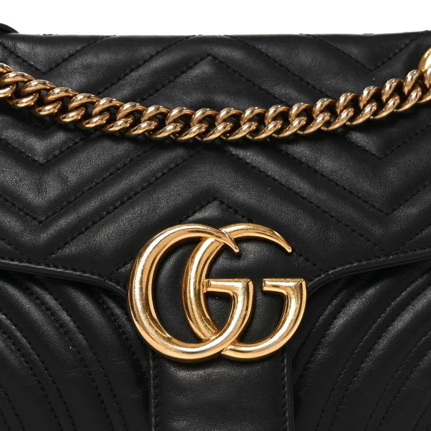 Gucci Calfskin Matelasse Small GG Marmont Shoulder Bag Black 8 of 11