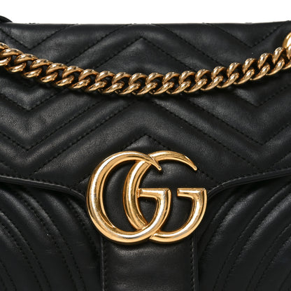 Gucci Calfskin Matelasse Small GG Marmont Shoulder Bag Black 8 of 11