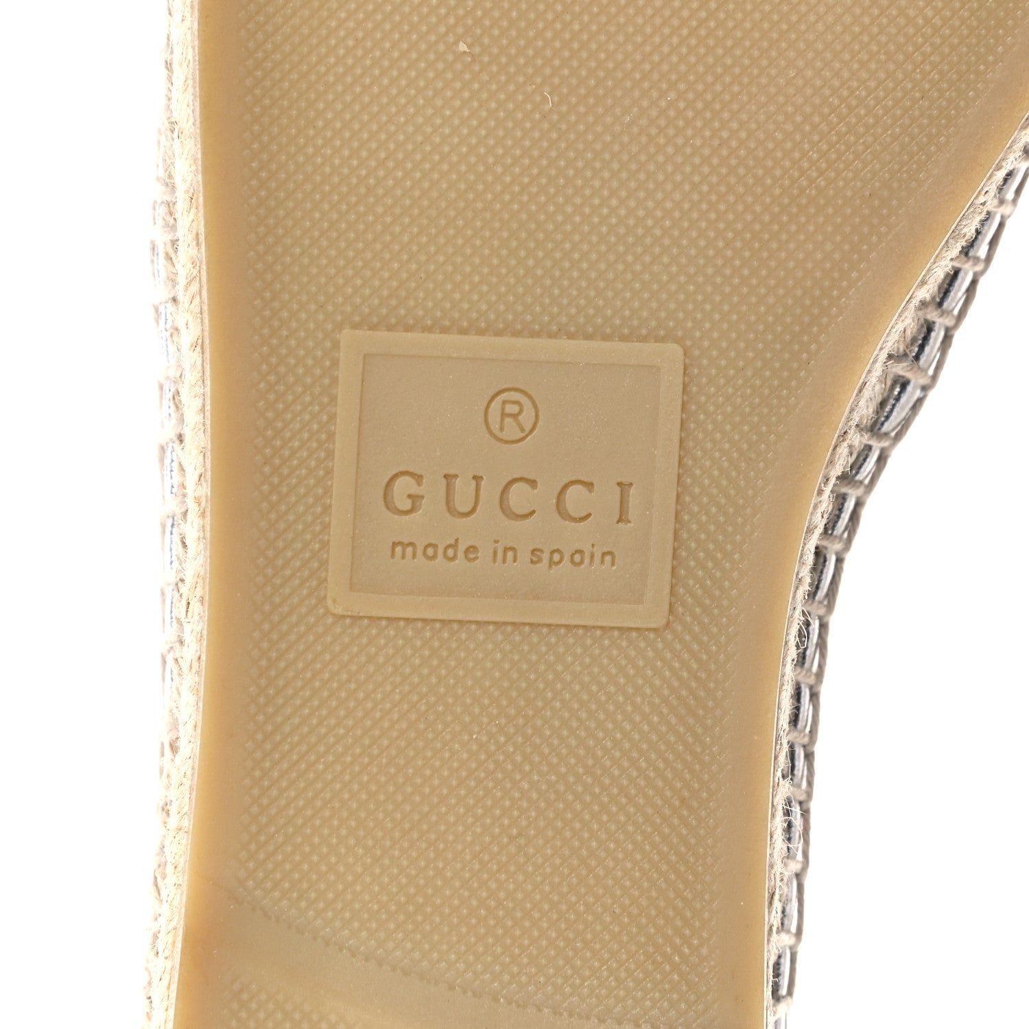 Gucci Lame Nappa GG Monogram Espadrilles 37 Silver Beige 6 of 9