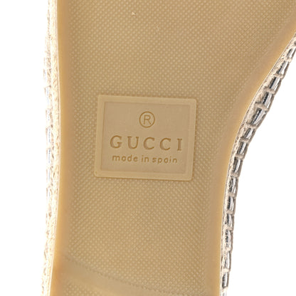 Gucci Lame Nappa GG Monogram Espadrilles 37 Silver Beige 6 of 9