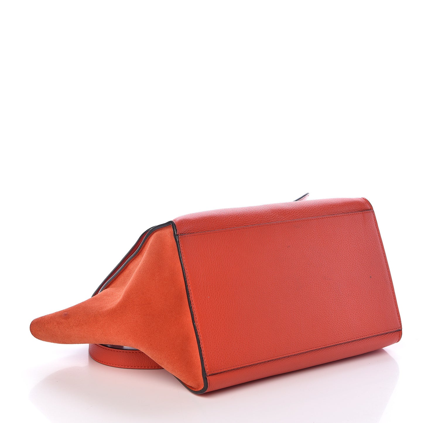 Drummed Calfskin Suede Medium Trapeze Vermillion