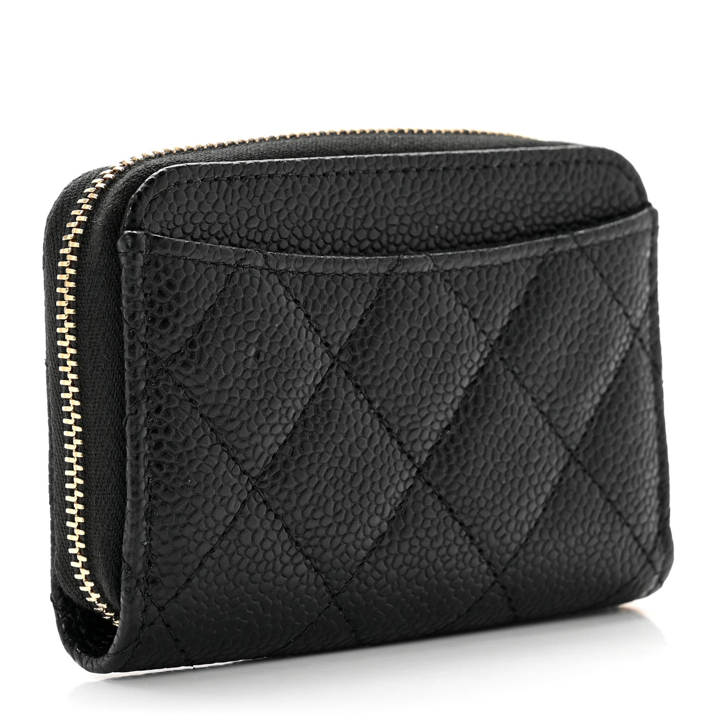Caviar Quilted Zip Coin Purse Black
