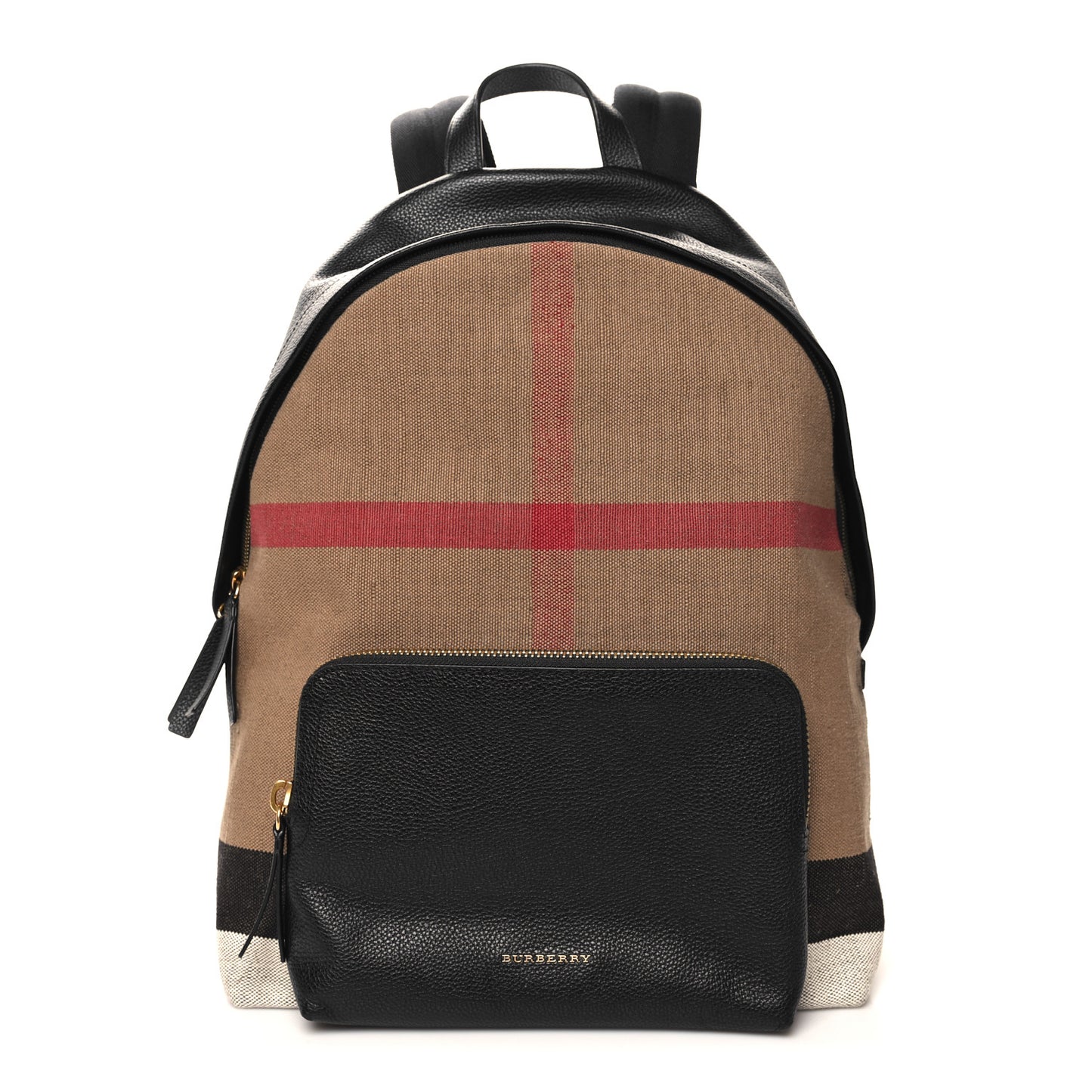 Mega Check Calfskin Abbeydale Simple Backpack Black Camel