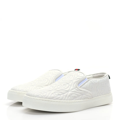 Gucci Nappa Web G Rhombus Quilted Mens Slip On Sneakers 8.5 Great White 3 of 7