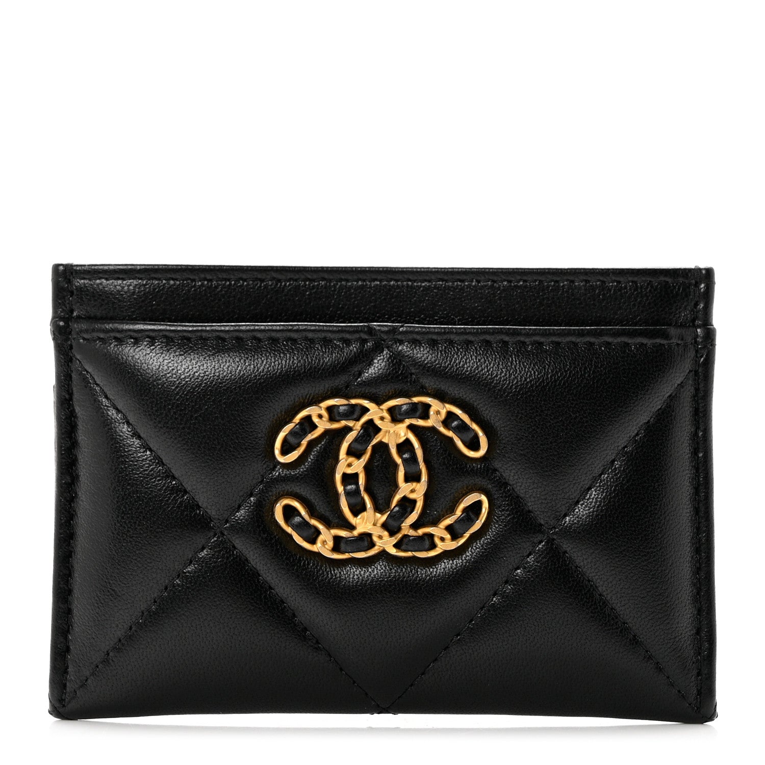 Chanel Lambskin Quilted Chanel 19 Card Holder Black 1 of 9