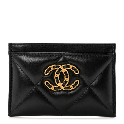 Chanel Lambskin Quilted Chanel 19 Card Holder Black 1 of 9