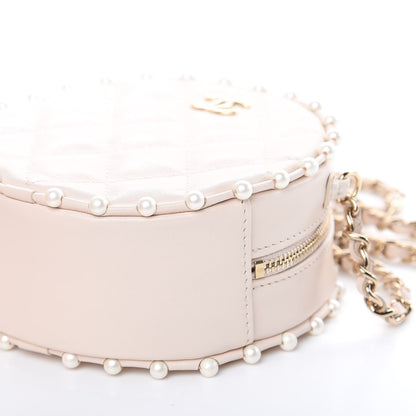 Chanel Calfskin Quilted Pearl Round Clutch With Chain White 9 of 10