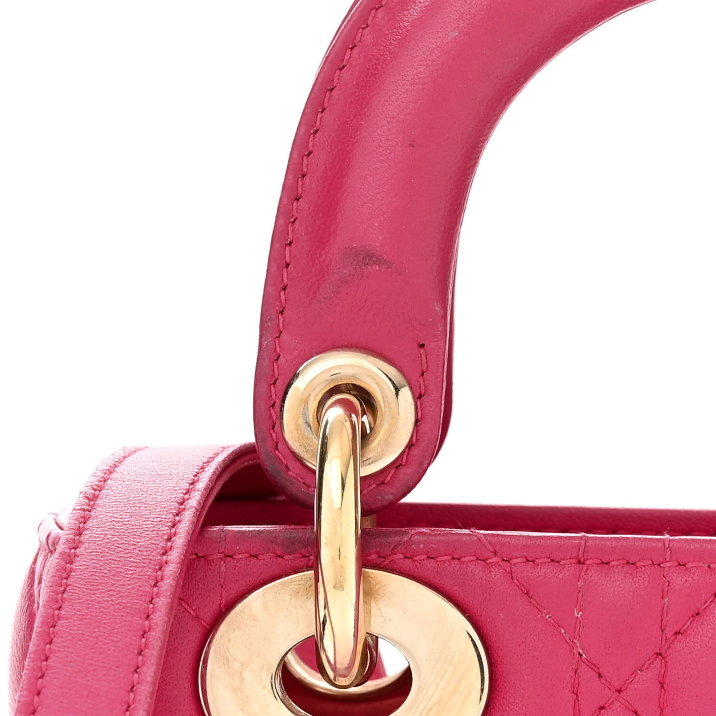 Lambskin Cannage Mini Lady Dior Fuchsia