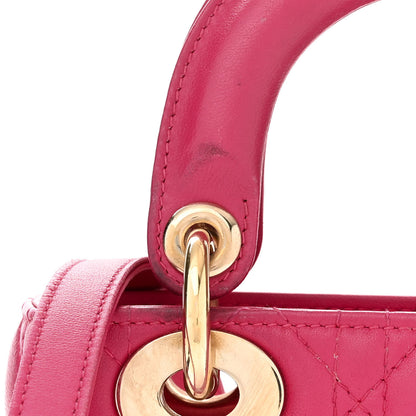 Christian Dior Lambskin Cannage Mini Lady Dior Fuchsia 13 of 15