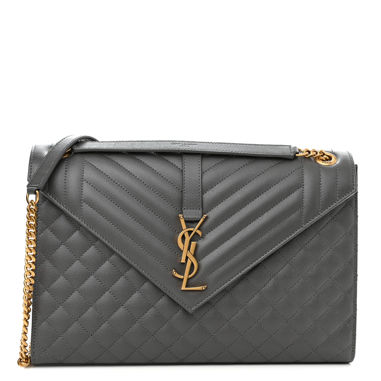 Saint Laurent Grain De Poudre Textured Mixed Matelasse Large Triquilt Monogram Satchel Storm 1 of 10