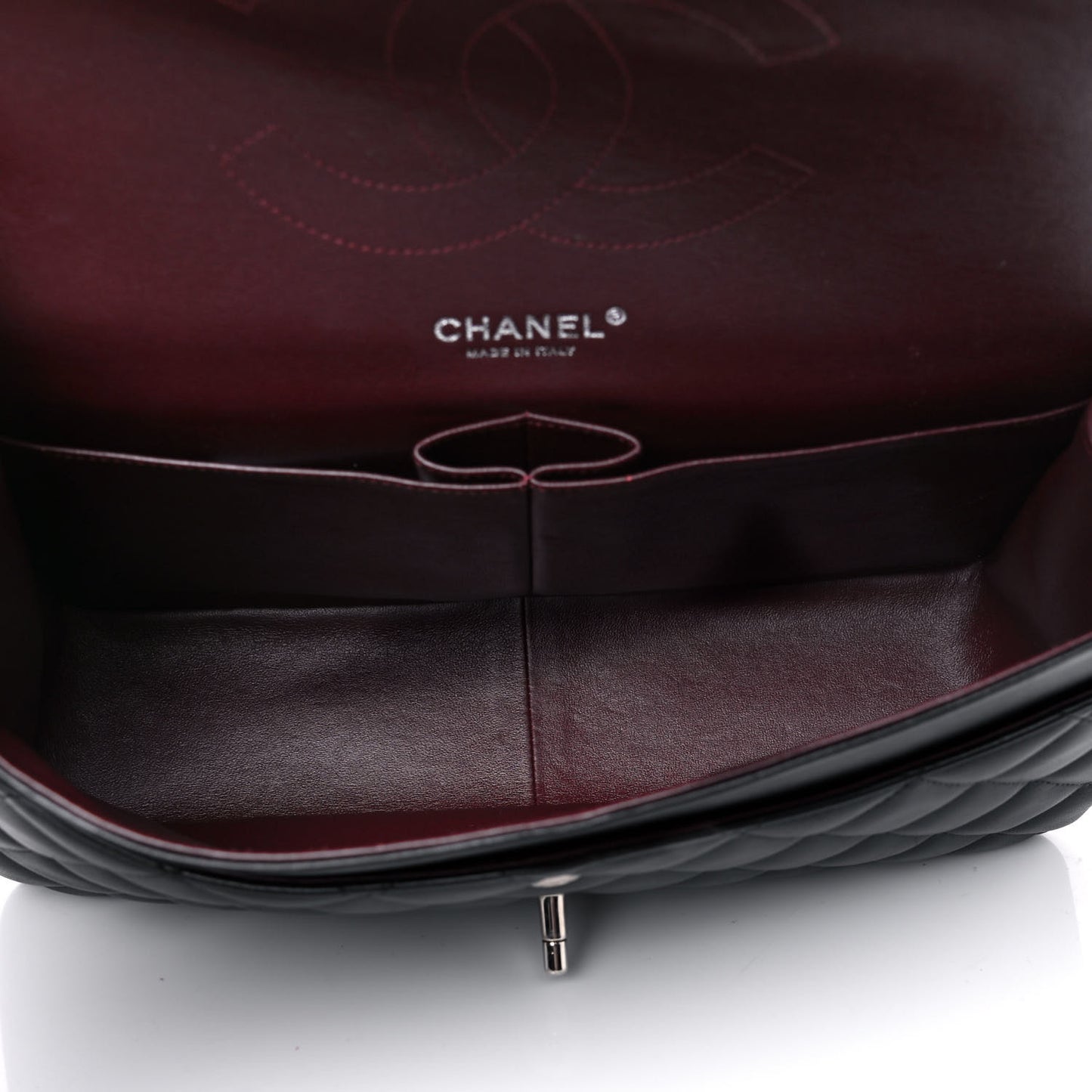 Lambskin Quilted Jumbo Double Flap Black