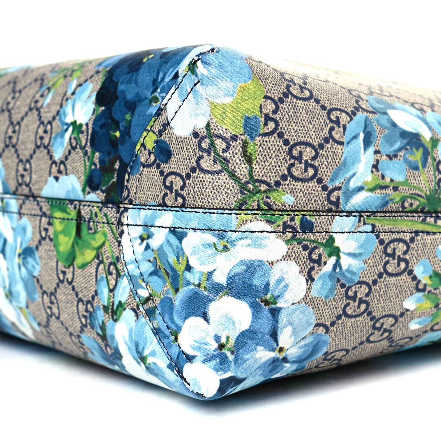 GG Supreme Monogram Blooms Medium Reversible Tote Beige Blue Navy