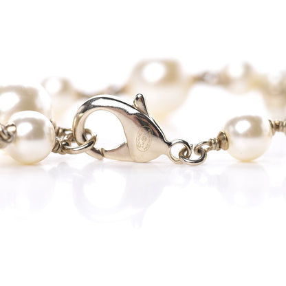 Chanel Graduated Pearl Crystal Twisted CC Long Necklace Gold 4 of 4