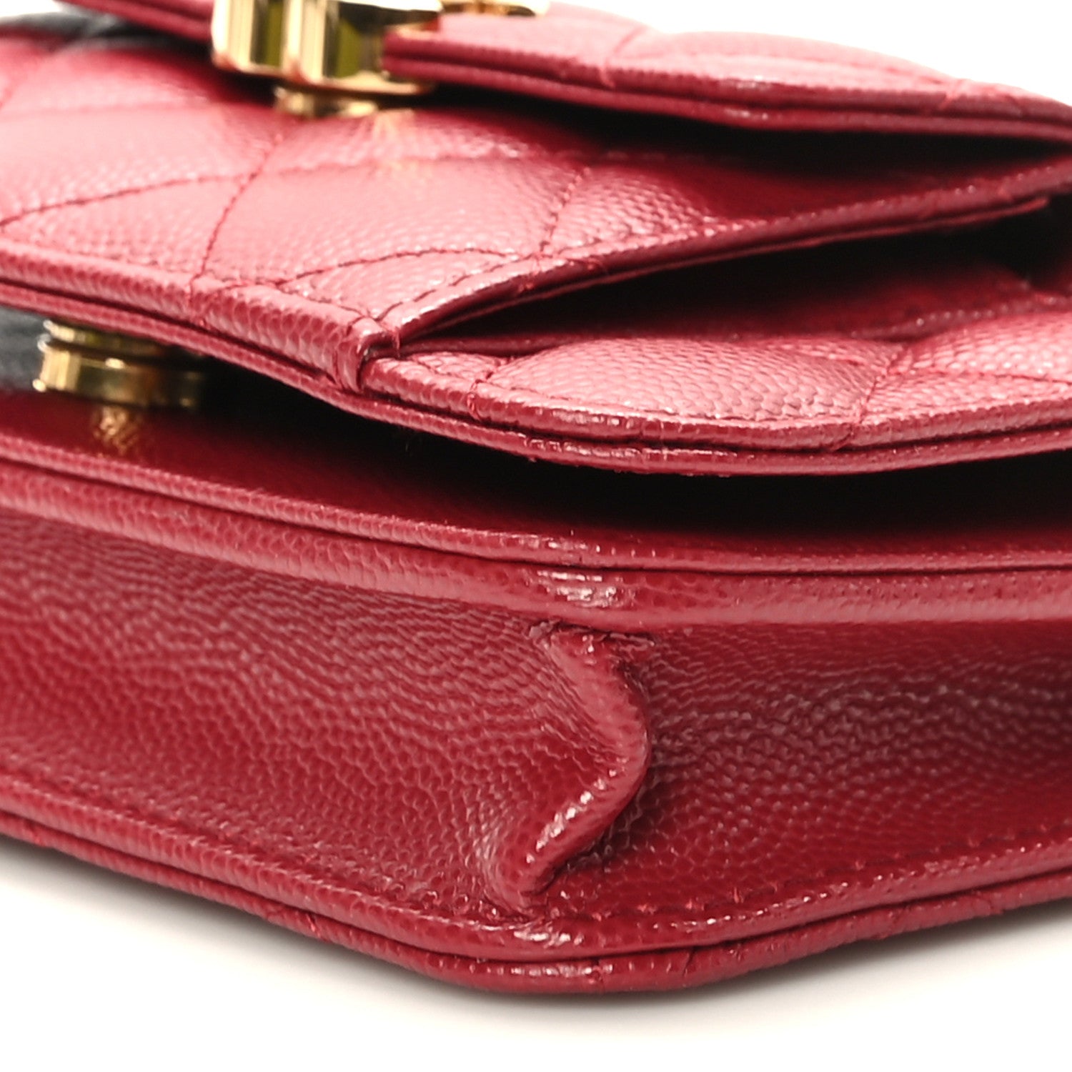 Chanel Caviar Quilted Pocket Twins Clutch With Chain Burgundy 11 of 12