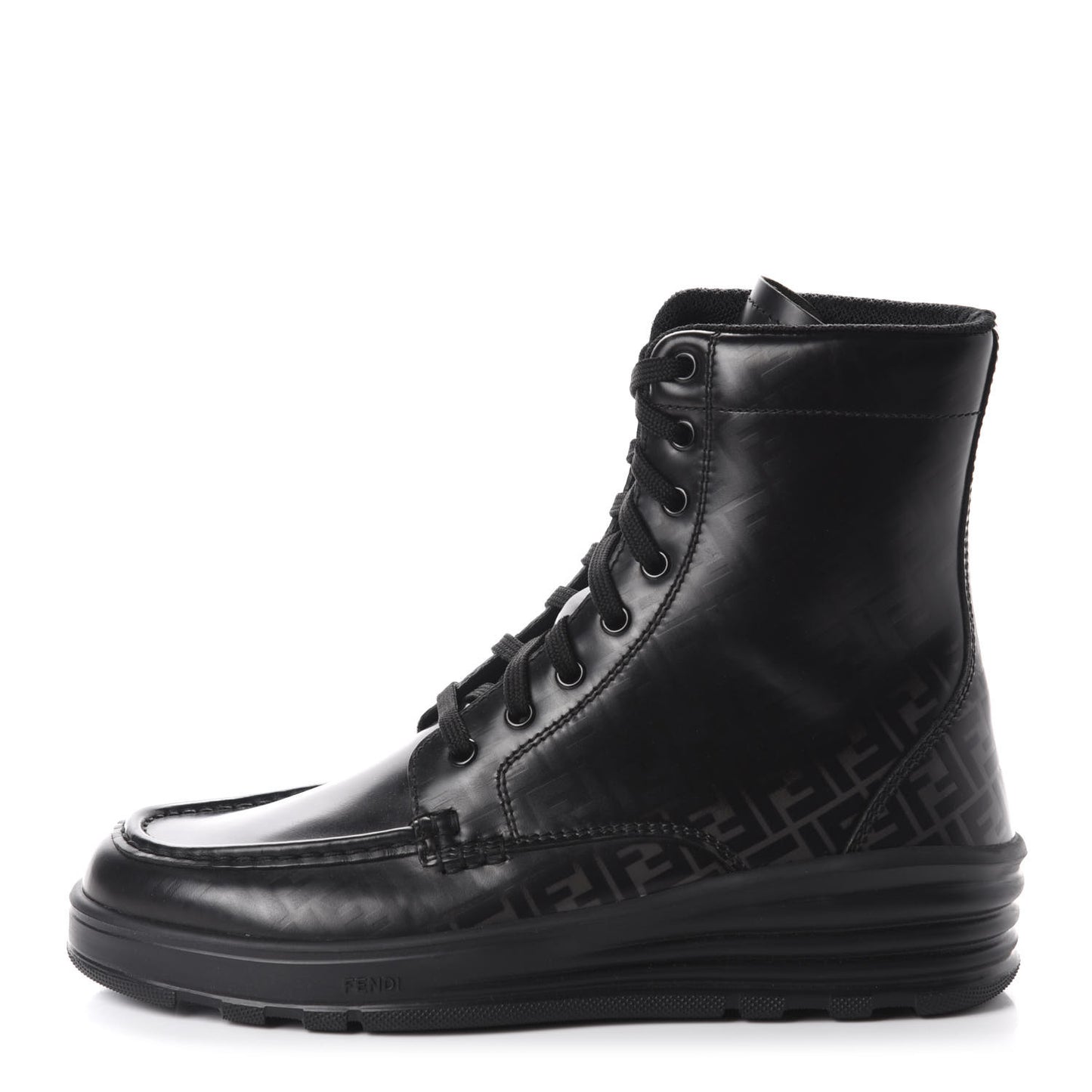 Calfskin FF Logo Ankle Biker Boots 39 Asfalto Black