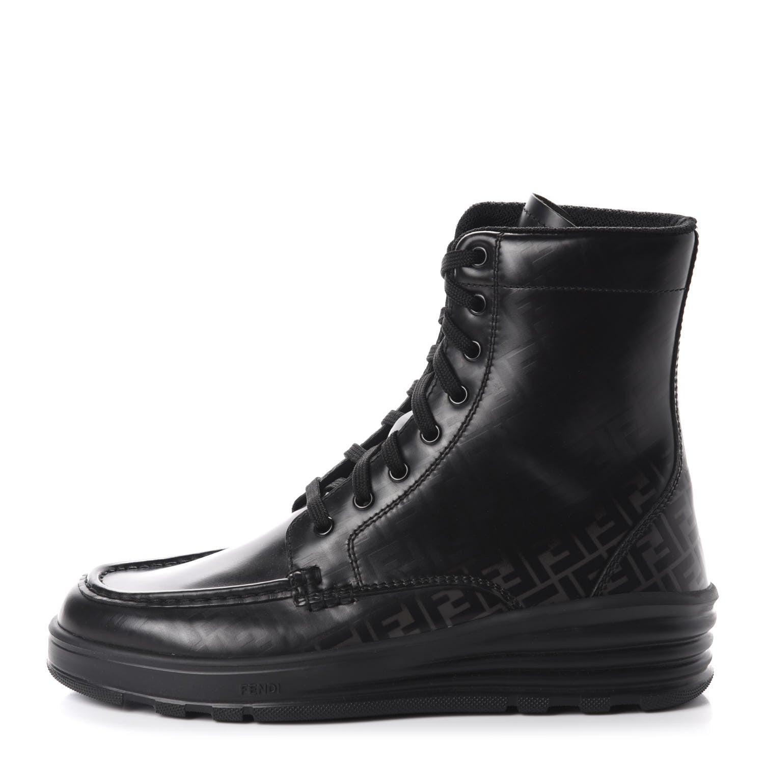 Fendi Calfskin FF Logo Ankle Biker Boots 39 Asfalto Black 1 of 11