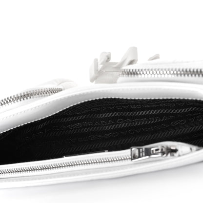 Prada Re-Nylon Spazzolato Double Pocket Buckle Shoulder Bag White 5 of 12