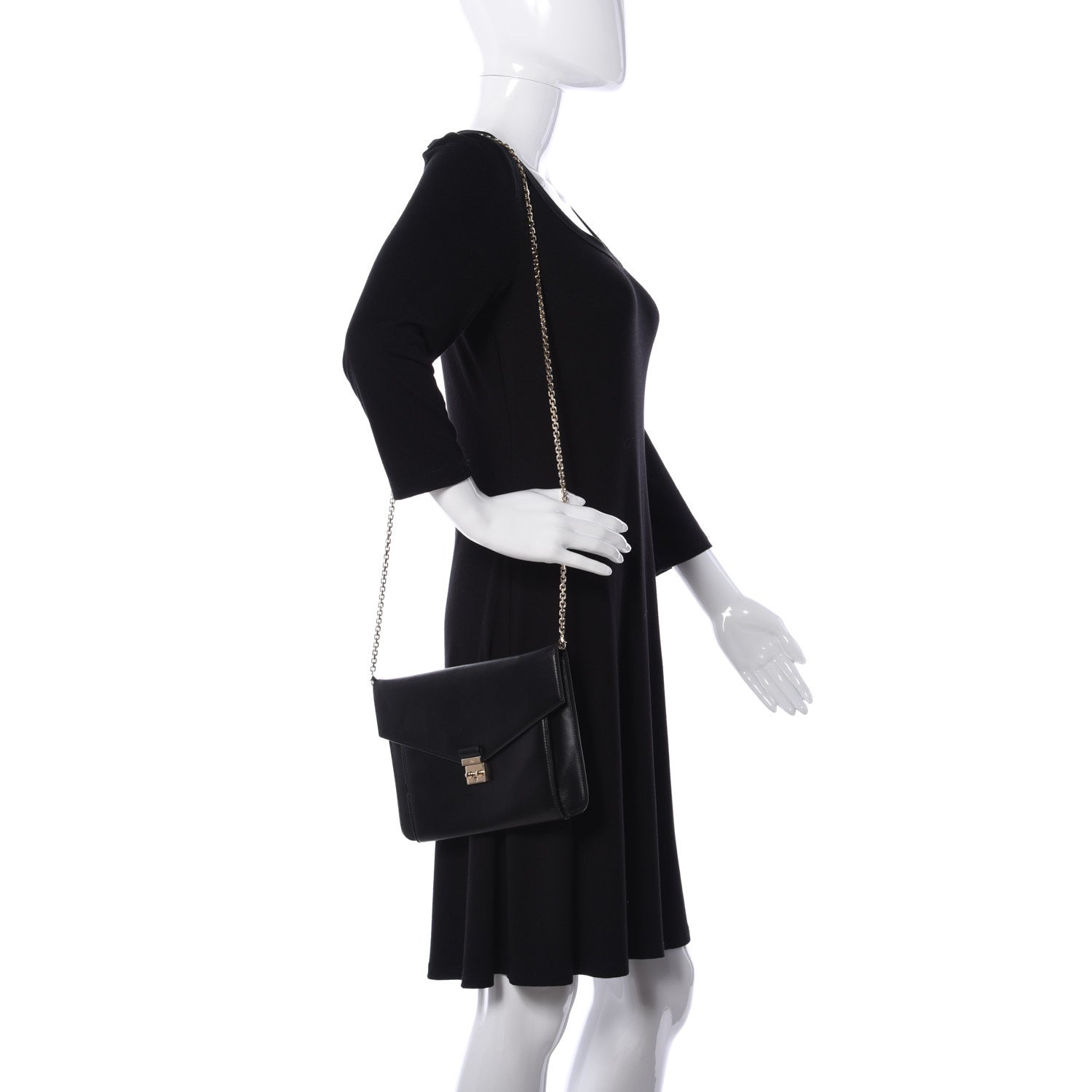 Christian Dior Calfskin Envelope Chain Clutch Black 2 of 12