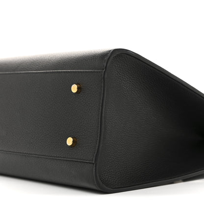 Versace Grained Calfskin Large Virtus Top Handle Shoulder Bag Black 9 of 15