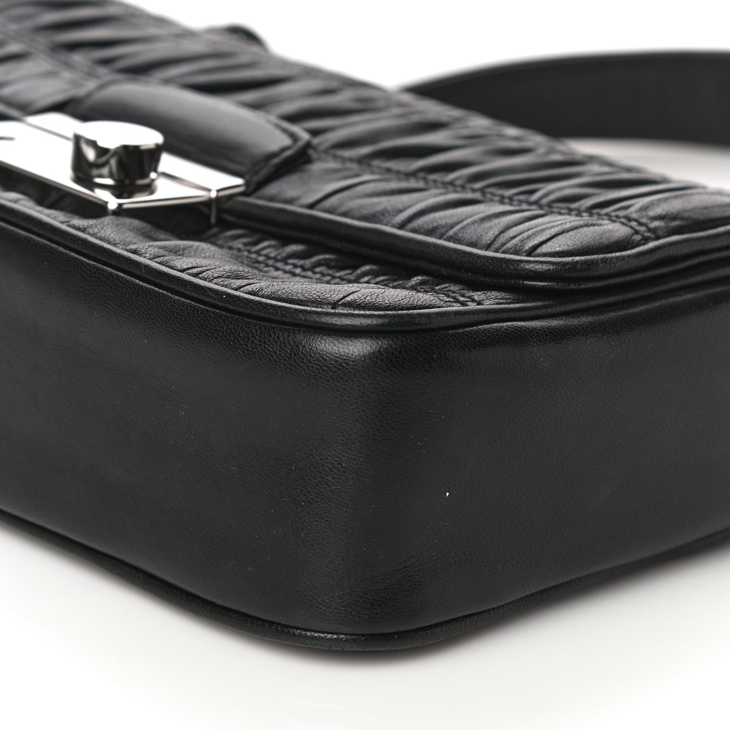 Nappa Gaufre Small Sound Chain Flap Shoulder Bag Black
