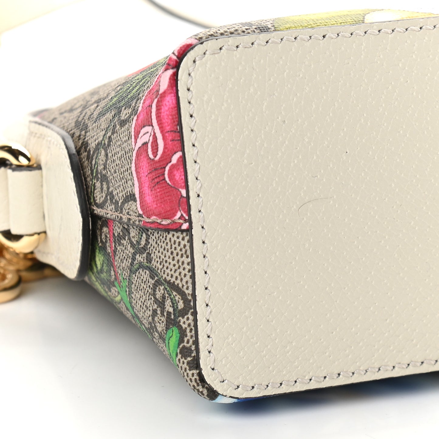 GG Supreme Monogram Flora Web GG Small Ophidia Dome Shoulder Bag White