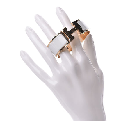 Hermes Enamel Wide Clic Clac H Bracelet PM White 2 of 6