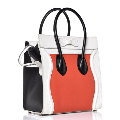 Celine Satin Calfskin Micro Tri-Color Luggage Vermillion 3 of 16