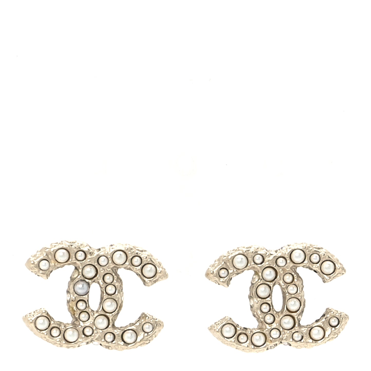 Metal Graduated Pearl Crystal CC Earrings Gold