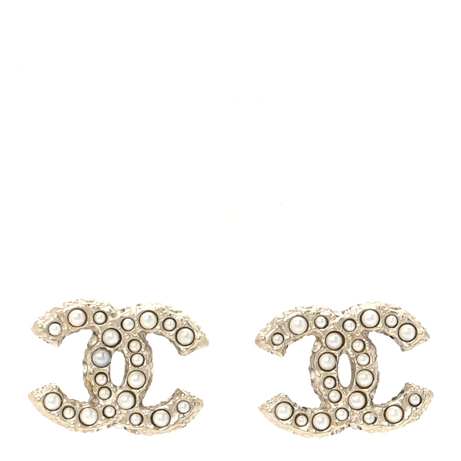 Chanel Metal Graduated Pearl Crystal CC Earrings Gold 1 of 5