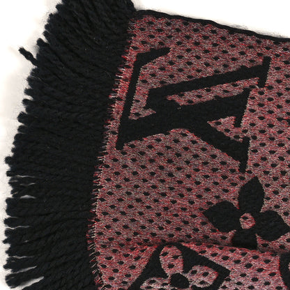 Louis Vuitton Wool Silk Monogram Giant Jungle Logomania Shine Scarf Black Red 4 of 4