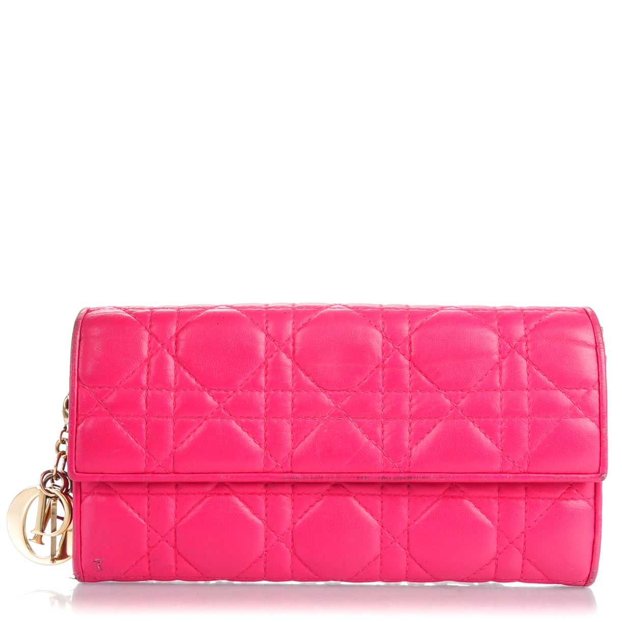 Christian Dior Lambskin Cannage Rendez-vous Chain Wallet Pink 1 of 9