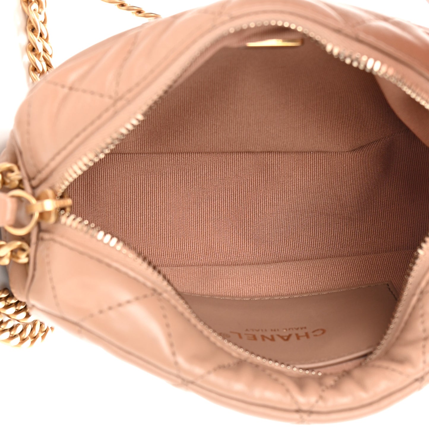 Lambskin Quilted Mini Pillow Crush Camera Case Beige